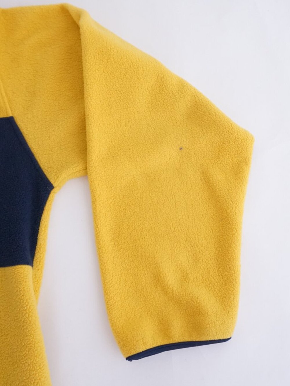 Vintage Court Club Yellow Navy Rugby Stripe Quarter Zip Fleece Pullover M - Picture 4 of 10